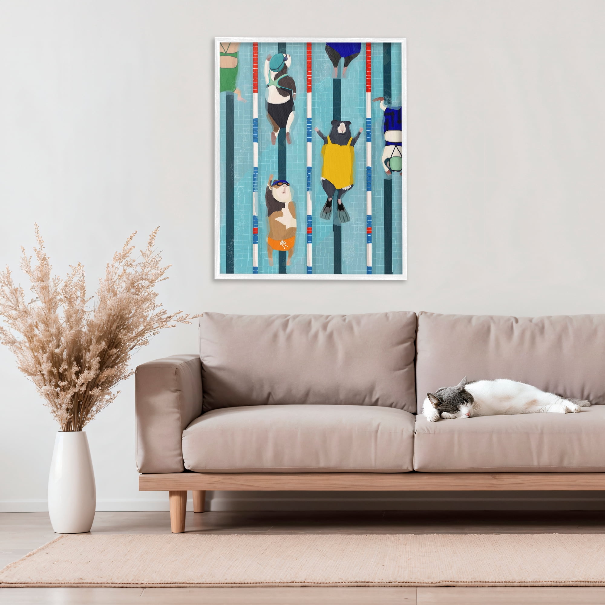 Stupell Industries Guinea Pigs at Lido White Framed Giclee Art, design by Hanna Melin