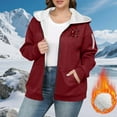 thumbnail image 6 of WRKEKC Hoodies for Women Christmas Plus Size Solid Color Zip Up Hooded Fleece Lined Thick Drop Shoulder Long Sleeve Jacket, 6 of 6