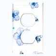 thumbnail image 2 of Metal Light Switch Plate Cover Blue Flowers Green Polka Dots FLW049, 2 of 13