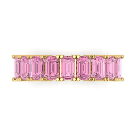 2.61 ctw Wedding Band for Women - 18K Yellow Gold Simulated Pink Diamond Stackable Eternity Ring