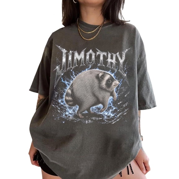 Jimothy Raccoon Metal T-Shirt for Men and Women, Electric Lightning Trash Panda Graphic Tee, Sizes S-3XL
