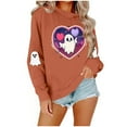 thumbnail image 5 of Fgvctg Halloween Sweatshirt for Women Comfy Ghost Sweatshirts Long Sleeve Fall Clothing Saffron Spooky Tops Oversized Halloween Fit Halloween Print School Outfits Saffron S, 5 of 5