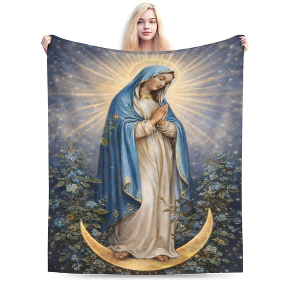 Virgin Mary Christian Blanket Religious Throw Blanket Soft Cozy Blanket for Couch Bed Christmas Gift 50x40