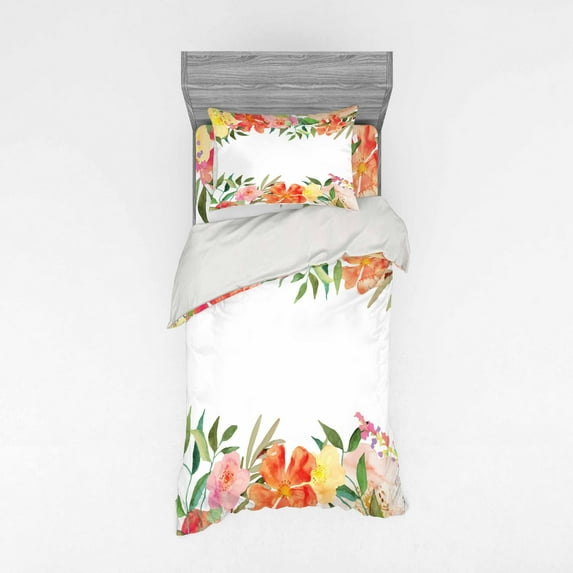 Ambesonne Shabby Flora Bedding Set 3 Pcs, Soft Flower Petals, Twin XL, Multicolor