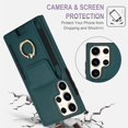 thumbnail image 6 of SaniMore for Samsung Galaxy S23 Ultra Case with Metal Rotating Ring Kickstand RFID Blocking Card Slots PU Leather Anti-scractch Wear-resitant Shockproof Wallet Cover for Samsung S23 Ultra, Green, 6 of 9
