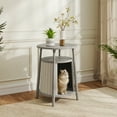 thumbnail image 3 of EasyUp Cat house Enclosure Resin Vented Hidden Litter Box Versatile Round Side End Table Odor Control Double Layered Design Easy to Clean for Indoor Use(Grey,17.72''L×17.72''W×23.54''H), 3 of 9