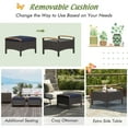 thumbnail image 6 of Costway Set of 2 Patio Rattan Ottoman Footrest Cushions Wooden Handle Navy, 6 of 9