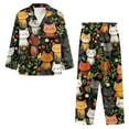 thumbnail image 2 of Xixirimido Cute Cats Floral Pattern Mens Pajama Set Soft Button Down Pajamas Long Sleeve Pjs Sleepwear Loungear Comfy Sleep Sets with Pockets, X-Large, 2 of 4