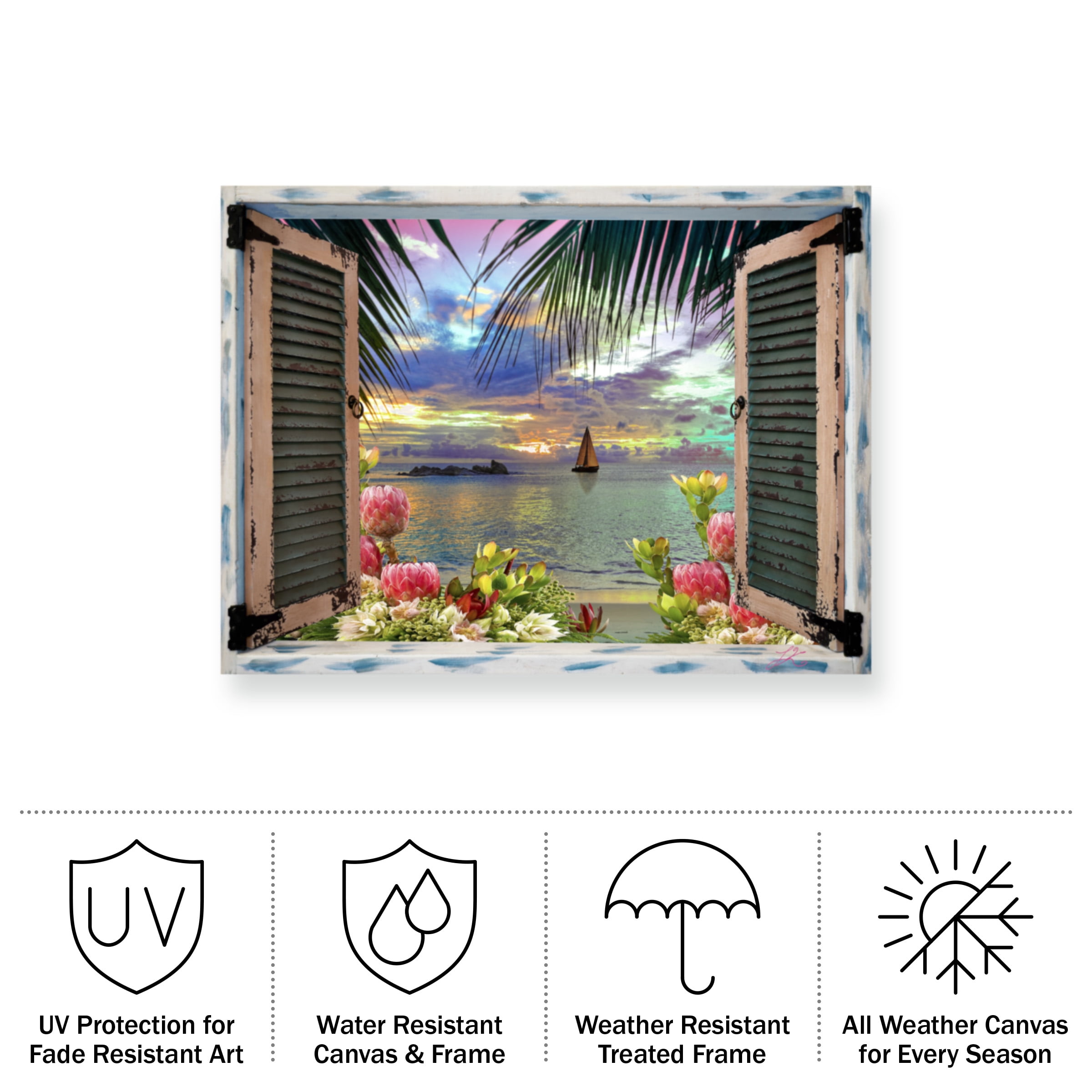 Leo Kelly 'Tropical Window to Paradise III' Outdoor All-Weather Wall Decor