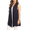 thumbnail image 3 of Women's Casual Open Draped Front Solid Cardigan Vest, 3 of 6