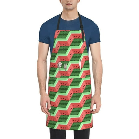 

Goofa Geometric Watermelon Printed Waterproof Apron 33 Chef Aprons for Men Heavy Duty Chemical Work Apron Adjustable Bib Apron