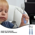 thumbnail image 4 of EeaseMX 1 juego de cuchara y tenedor de acero inoxidable, pequeño, duradero y sencillo, para bebés y niños (azul), 4 of 7