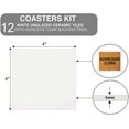 thumbnail image 4 of Pintar Art 12 Pack of 4x4” White Unglazed Ceramic Coasters Tiles with Adhesive Cork, 4 of 6