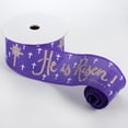 thumbnail image 2 of Expressions 2.5" He is Risen Ribbon: Purple 10 Yards - Easter Christ Cross Wired Edge Ribbon, 2 of 3