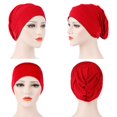 thumbnail image 3 of Simple Solid Color Pleated Hat Women Muslim Hijab Turban Arabic Head Scarf Cap, 3 of 8