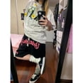 thumbnail image 2 of Streetwear Shorts Women Y2K Letter Print Sweat Shorts Summer Harajuku Oversized Wide Leg Knee Length Casual Short Pants, 2 of 5