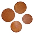 thumbnail image 4 of 4pcs Wooden Tray Slip Resistant Spill Proof Durable Safe Multifunctional Round Serving Tray for Restaurant Dark Brown, 4 of 12