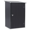 thumbnail image 2 of Outdoor Storage Shed Outsunny 3.3' x 3.4' Outdoor Storage Shed, Galvanized Metal Utility Garden Tool House, Lockable Door for Backyard, Bike, Patio, Garage, Lawn, Dark Gray,Small Storage Shed, 2 of 10