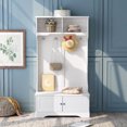thumbnail image 3 of Multifunctional Storage Rack, Entryway Hall Tree with Storage Bench, Coat Rack Shoe Bench, 3-in-1 Design, Bedroom Living Room Decor in White, 3 of 8