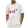 thumbnail image 1 of Tops para hombre, blusas y camisas de cuello redondo y manga corta para hombre. Camiseta/camisa informal de cuello redondo y manga corta con estampado de corazones para hombre. Tops de poliéster para, 1 of 4