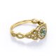 thumbnail image 3 of JeenMata Anillo Compromiso Art Déco 0,58 ct Ágata Verde Musgo Corte Redondo y Halo Milgrain Moissanita en Baño Oro Amarillo 18K sobre Plata, 3 of 6