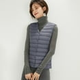 thumbnail image 2 of Womens Petite Short Down Vest Light Packable Round Collar V Neck Vest, 2 of 6