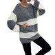 thumbnail image 3 of Txlixc Suéter de manga larga femenino, suéter de cuello redondo con patrón rayado Txlixc moda, 3 of 7