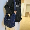 thumbnail image 5 of Bolsos de hombro de mezclilla Bolsos de lona bordados Bolsos de mano Fastoralism Paquetes femeninos Bolso de viaje o de ocio de gran capacidad para mujeres Bolso de libros, 5 of 5