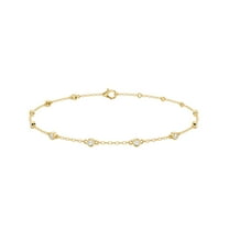 0.30 Ct Moissanite Station Bracelet for Women 14K Yellow Gold Plated Silver Classic Bracelet Size 7.5 inch Jewelry Gift for Her Size 7.5