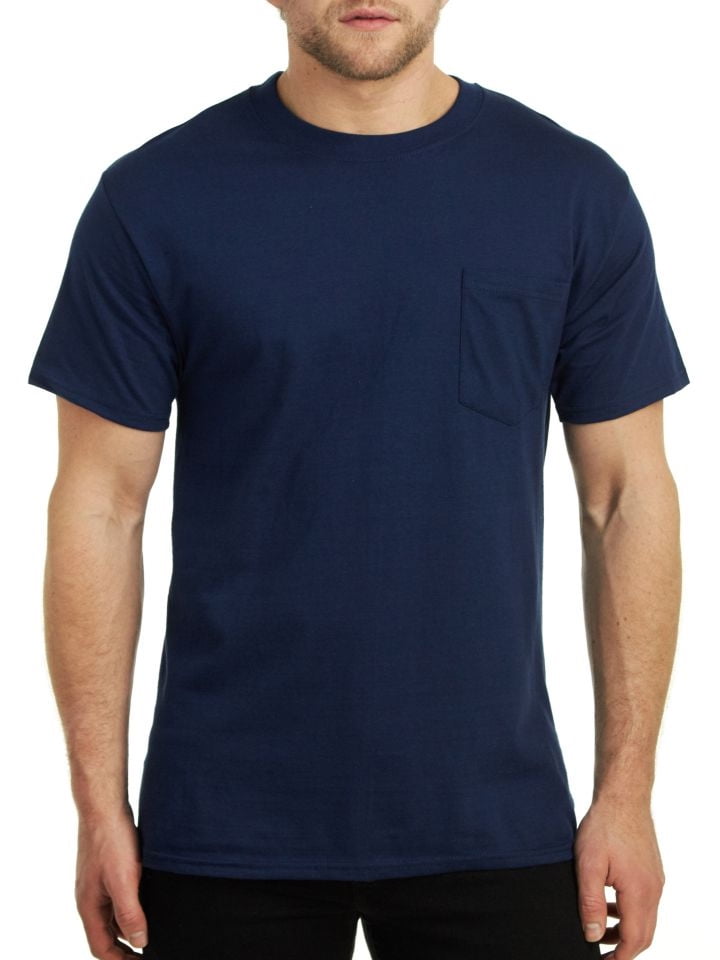Hanes Short Sleeve Beefy-T Pocket T-Shirts - Big Sizes, Navy, 3XLarge ...