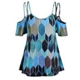 thumbnail image 6 of Enwejyy Women Summer Geometric Print Color Block Open Shoulder Sling Blouse Tops T-Shirts, 6 of 6