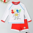 thumbnail image 6 of Baywell Boys Rash Guard Sets Kids Beach Bathing Suit Two Pieces Modest Swimwear Long Sleeve Top and Short Pant UV Sun Protection Suit 4-8Y, 6 of 8