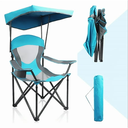 CRXX Folding Camping Chairs With Canopy Shade Portable Heavy Duty Outdoor Beach Chair