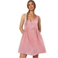 thumbnail image 1 of WILLBEST Vestido De Verano Para Mujer, Vestido Camisero Sin Mangas Para Mujer, Vestido Informal Holgado De Verano Con Cuello En V, Vestido Mini Para Playa, 1 of 3