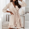thumbnail image 2 of Vestido casual HUOGUO Vintage Sexy de color liso para mujer, 2 of 5