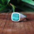 thumbnail image 2 of Green Malachite Ring, 925 Silver Ring, Men's Signet Ring, Minimalist Ring, Statement Ring, Handmade Jewelry, Boho Jewelry, Bold Stone Ring**, 2 of 6