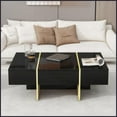 thumbnail image 3 of Modern High-Gloss Rectangle Coffee Table with 2 Drawers & Golden Legs - Storage-Savvy for Living Room, 3 of 17