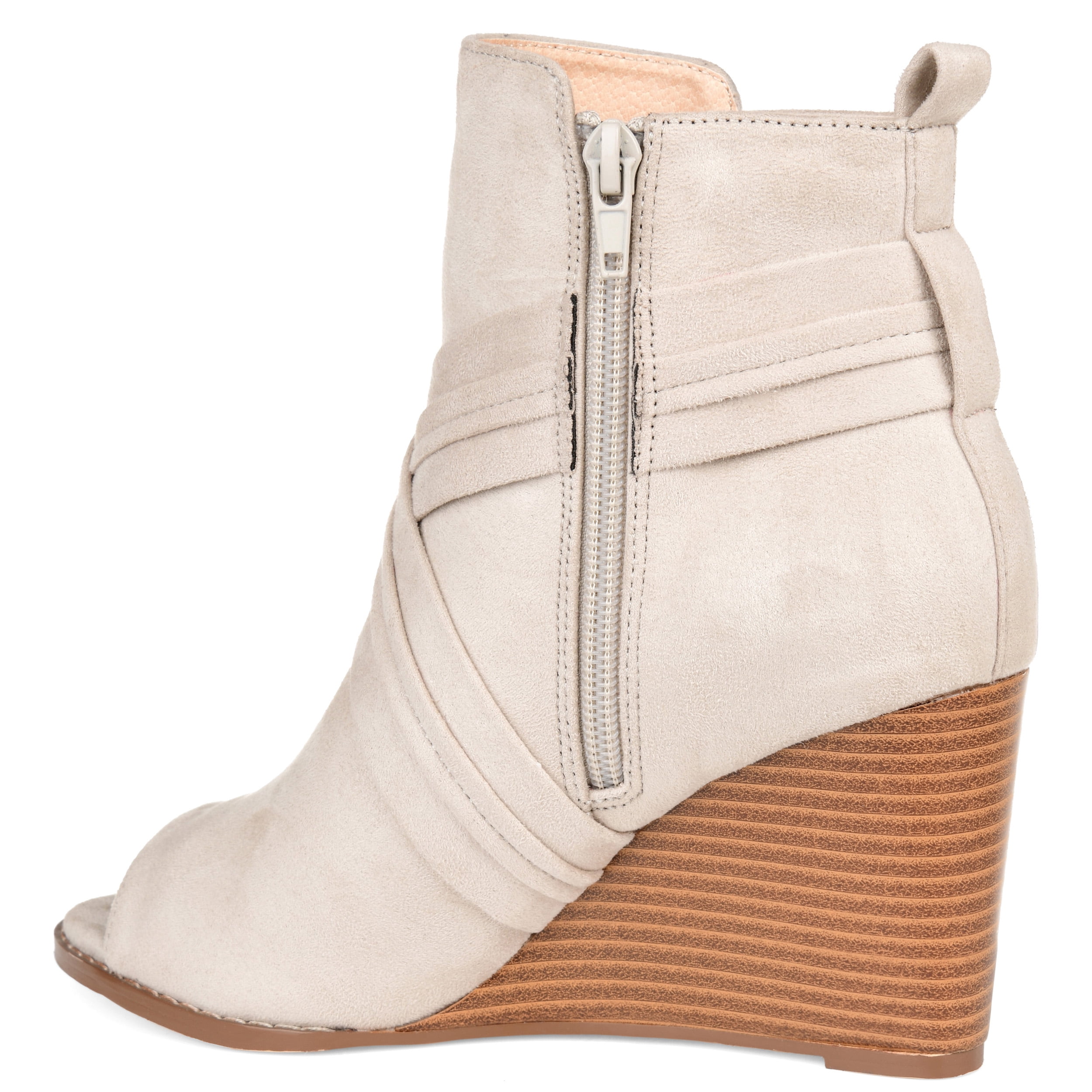 Journee Womens Sabeena Inside Zip Open Toe Wedge Booties