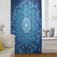thumbnail image 5 of Blue Flowers Sheer Curtains 63 Inches Long, Farmhouse Boho Middle Century Floral Art Light Filering Curtains, Breathable Simi Curtain Privacy Drapes for Living Room Bedroom Window Treatment, 5 of 9