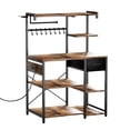 thumbnail image 1 of KFFKFF Kitchen Bakers Rack, 4.6ft Power Cable Bakers Rack with Power Outlet, Kitchen Stand with X-Shaped Support Bar, 8 S-Shaped Hooks, Coffee Bar Stand, 1 of 9