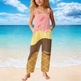 thumbnail image 5 of Tfken Girls Overalls Sleeveless Summer Comfy Casual Graphic Jumpsuit With Pockets Daily Wear Soft Children Trendy Clothes Size 5-6 Years Pink, 5 of 6