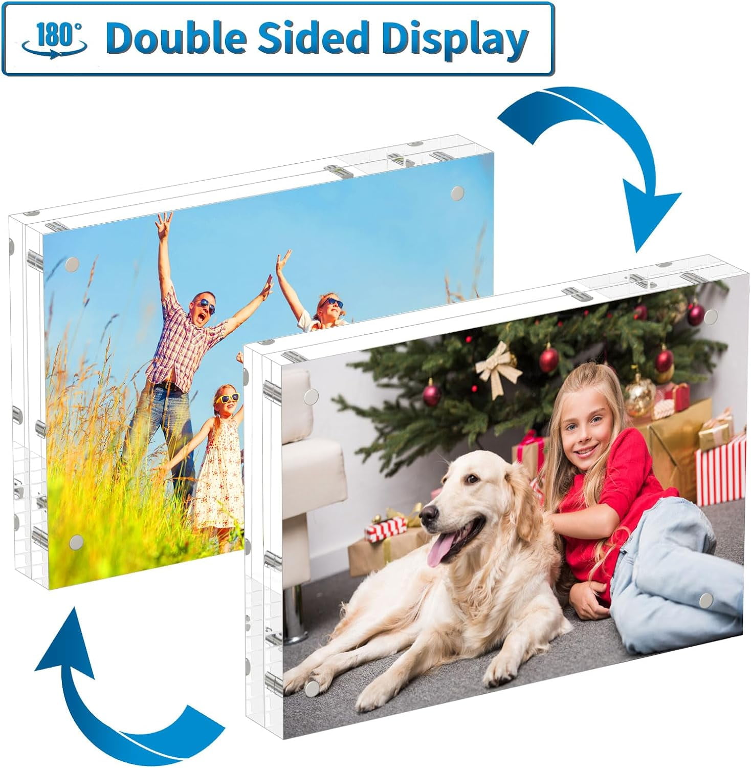 NIUBEE 4x6 Picture Frame, Clear Acrylic Photo Frame,  Freestanding Double Sided, Acrylic Record Frame Gift for Desktop Display, 3pcs