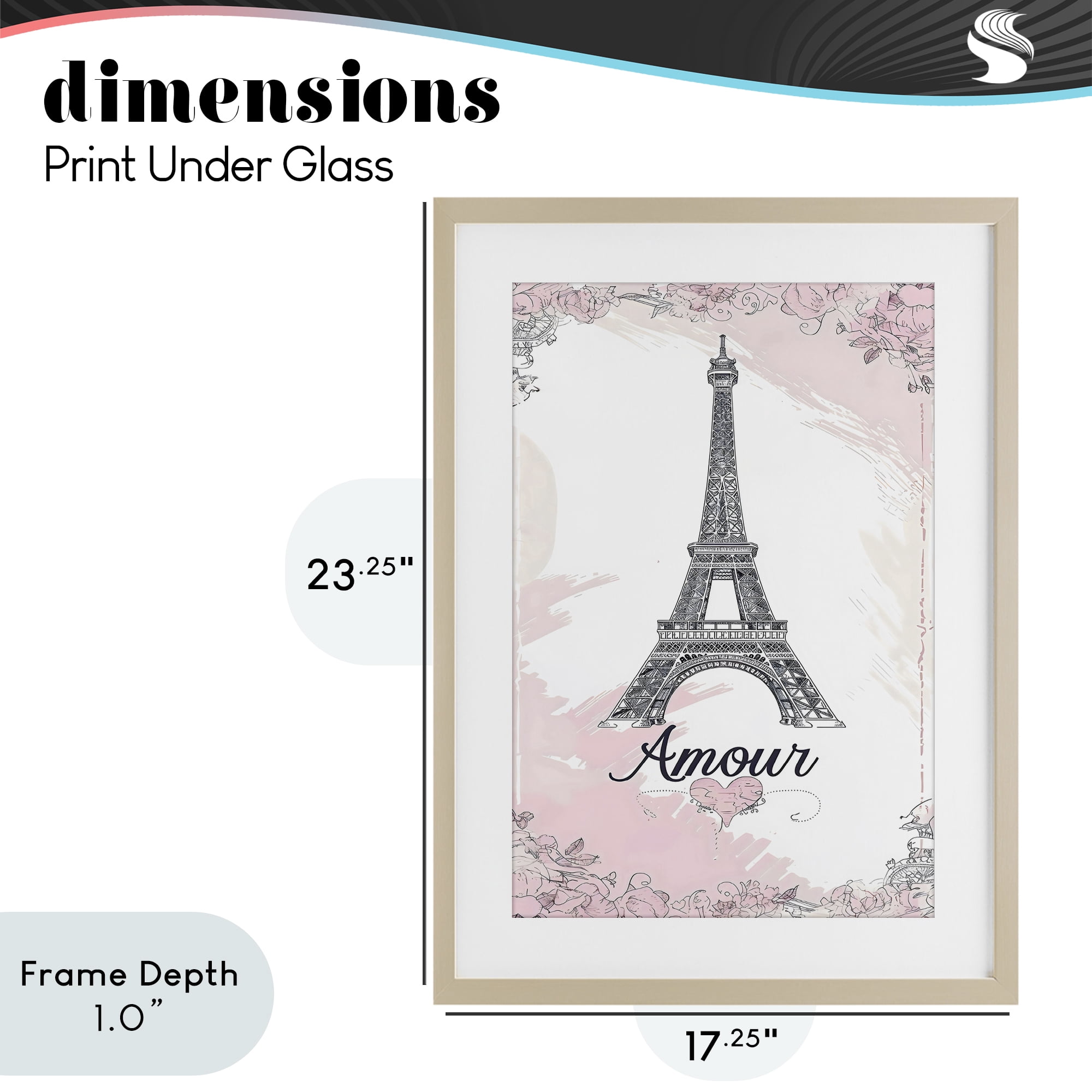 Stupell Industries Amour Vintage Eiffel Tower Birch Framed Print Under Glass, design by Creative Studio