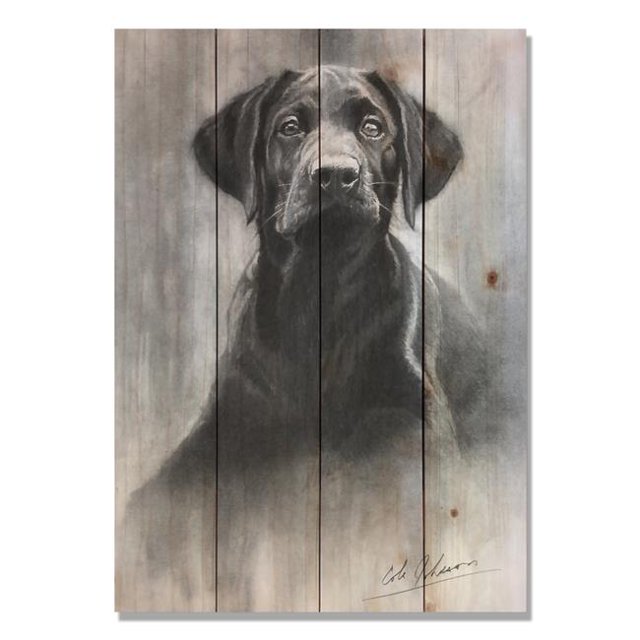 DaydreamHQ CJLP-1420 Charcoal Lab Pup Wood Art Print