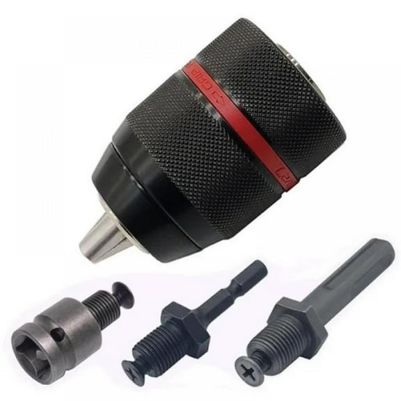 Heavy Duty Keyless Drill Chuck Adapter Set, 1/2-inch Square Drive to 1/4" Hex Shank & 13mm Chuck for Impact Driver, Hammer Drill