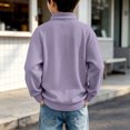 thumbnail image 4 of mgoYE Boys Quarter Zip Pullover Long Sleeve Corduroy Shirts Oversized Sweatshirts Kids Preppy Clothes Teens Hoodie 4-15T(Purple,5-6 Years), 4 of 6