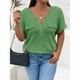 thumbnail image 5 of Tittly Womens Shirts Short Sleeve Shirts Women's Spring And Summer Short Sleeve New Solid Color Large Size Women's Top Loose Short Sleeve T Shirt Tshirts Shirts Spring Tops for Women Green XXL, 5 of 9