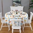 thumbnail image 2 of White Sun Cloud Pattern Round Tablecloth 60"x60",Wrinkle Wipeable Table Cloth for Kitchen Dining Room Picnic Patio Party, 2 of 6