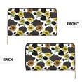 thumbnail image 3 of Leather Thin Slim Wallets for Women Men - Cow Print Sunflowers Black White Clutch Card Wallet for Women Men with Zipper, 3 of 7