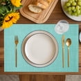 thumbnail image 2 of Turquoise Placemats Set of 4, Farmhouse Burlap Placemats for Dining Table, Solid Teal Color Place Mats for Kitchen Tabletop, Modern Linen Texture Waterproof Wipeable Dining Table Mats Set, 2 of 8